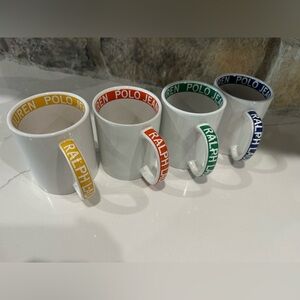 Ralph Lauren Polo Jeans White Coffee Mug Lot Of 4 Green Orange Blue Yellow  VTG